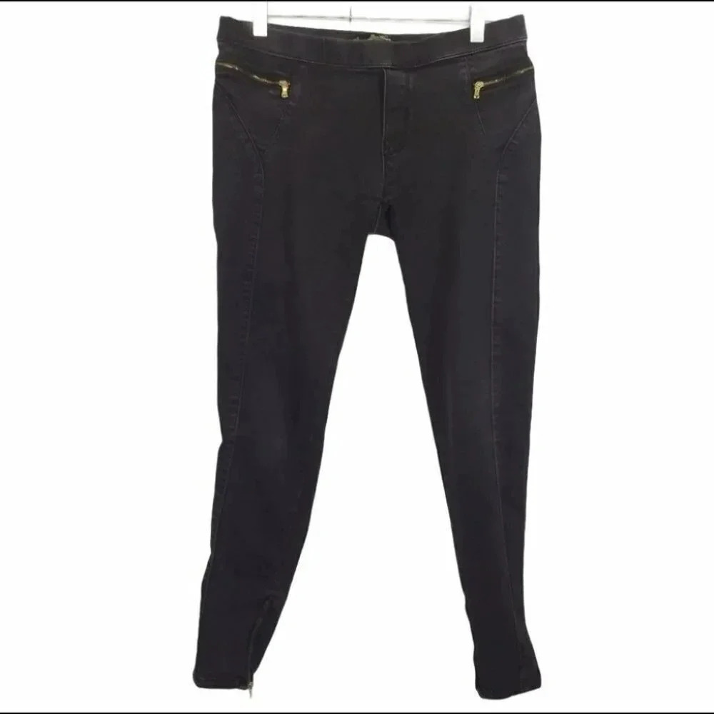 Leara Black distressed jeggings w/ zippers‎ jeans